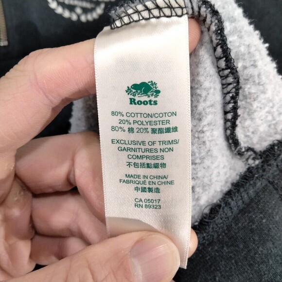 Roots Sweater 1/4 Zip Gray Long Sleeve Casual Polo Sweatshirt Logo Mens Large - Picture 8 of 12